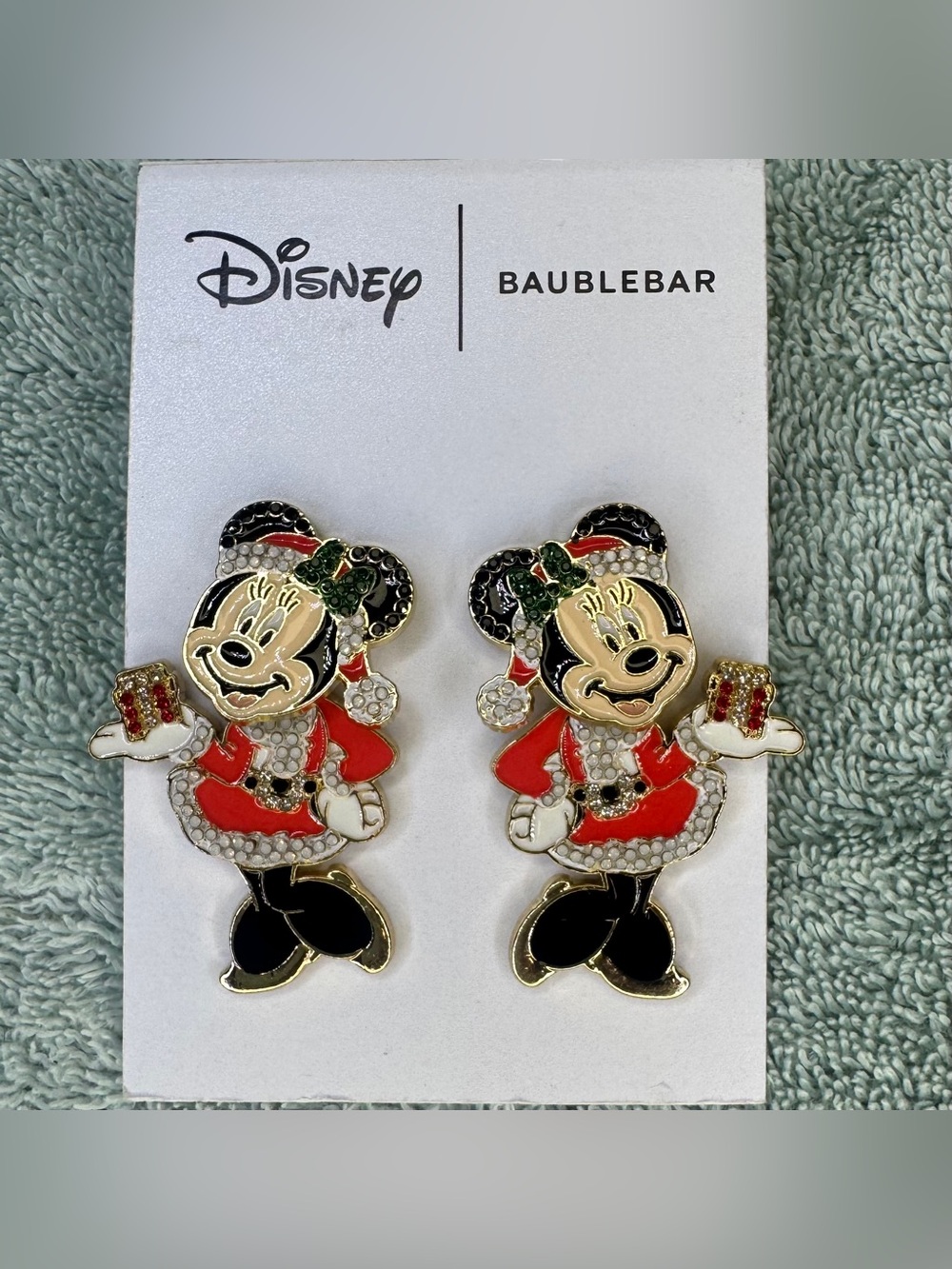 BaubleBar X Disney Christmas Holiday Stud Earrings Minnie Mouse